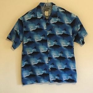 QuikSilver Blue Hawaiian Button Down Shirt Size XL